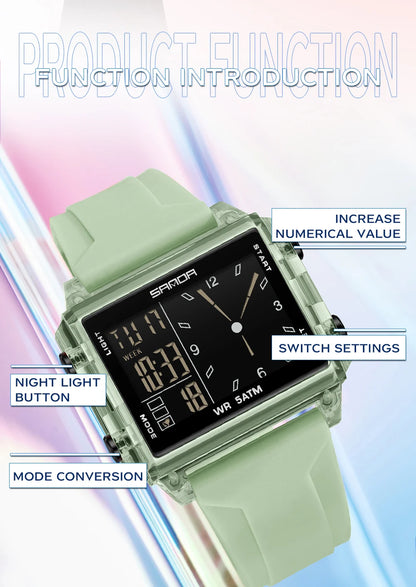 SANDA 6273 Fashion Electronic Watches for Man Luminous Calendar Waterproof Clock Outdoor Sports Casual Ladies Digital Wristwatch