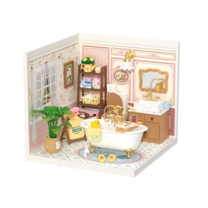 Robotime DIY Miniature Dollhouse Kit Home Garden Series Building Kits with LED Xmas Gifts for Adult Warm Dining Room