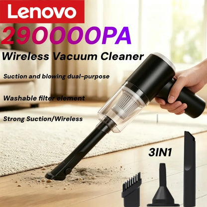 Lenovo 69000Pa 2 In 1 Cordless Handheld Vacuum Cleaner Rechargeable Portable Car Dust Blower Long Battery Cleaner For Home Pet