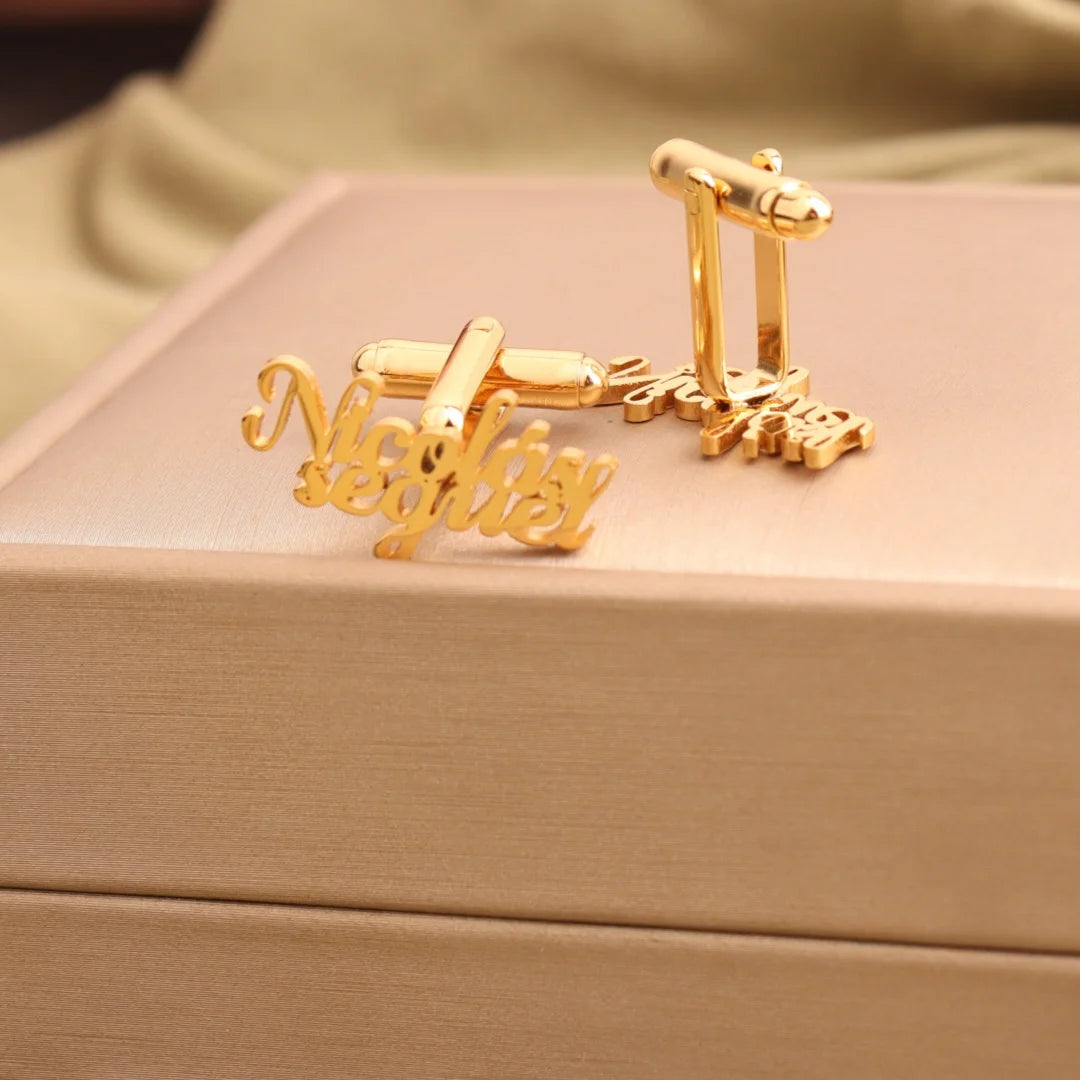 Trendy Customized Name Logo Cufflinks for Men Shirt Cuff Buttons Wedding Jewelry Personalized Gift
