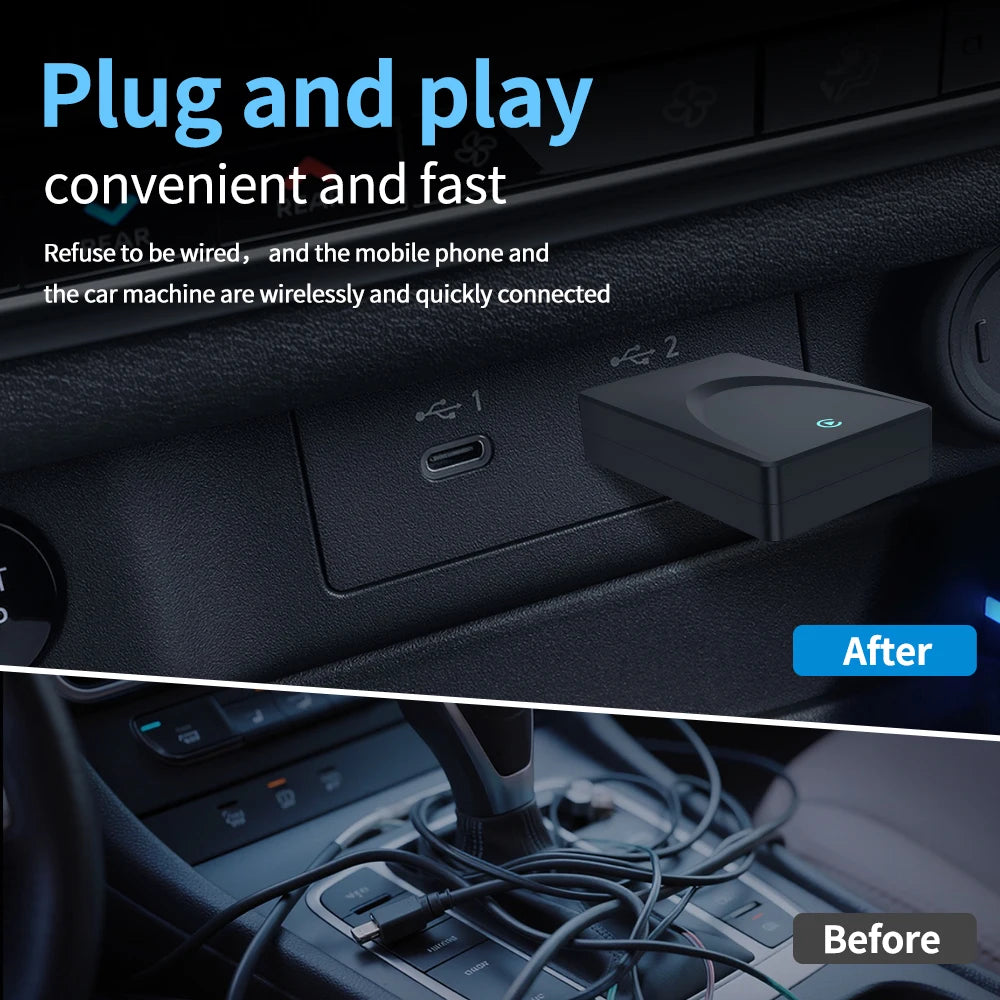 Mini Wireless 2 in1 Carplay Adapter for Android iPhone Auto Wired to Wireless AI Box USB Connection For Volvo MG Kia Chery Toyot
