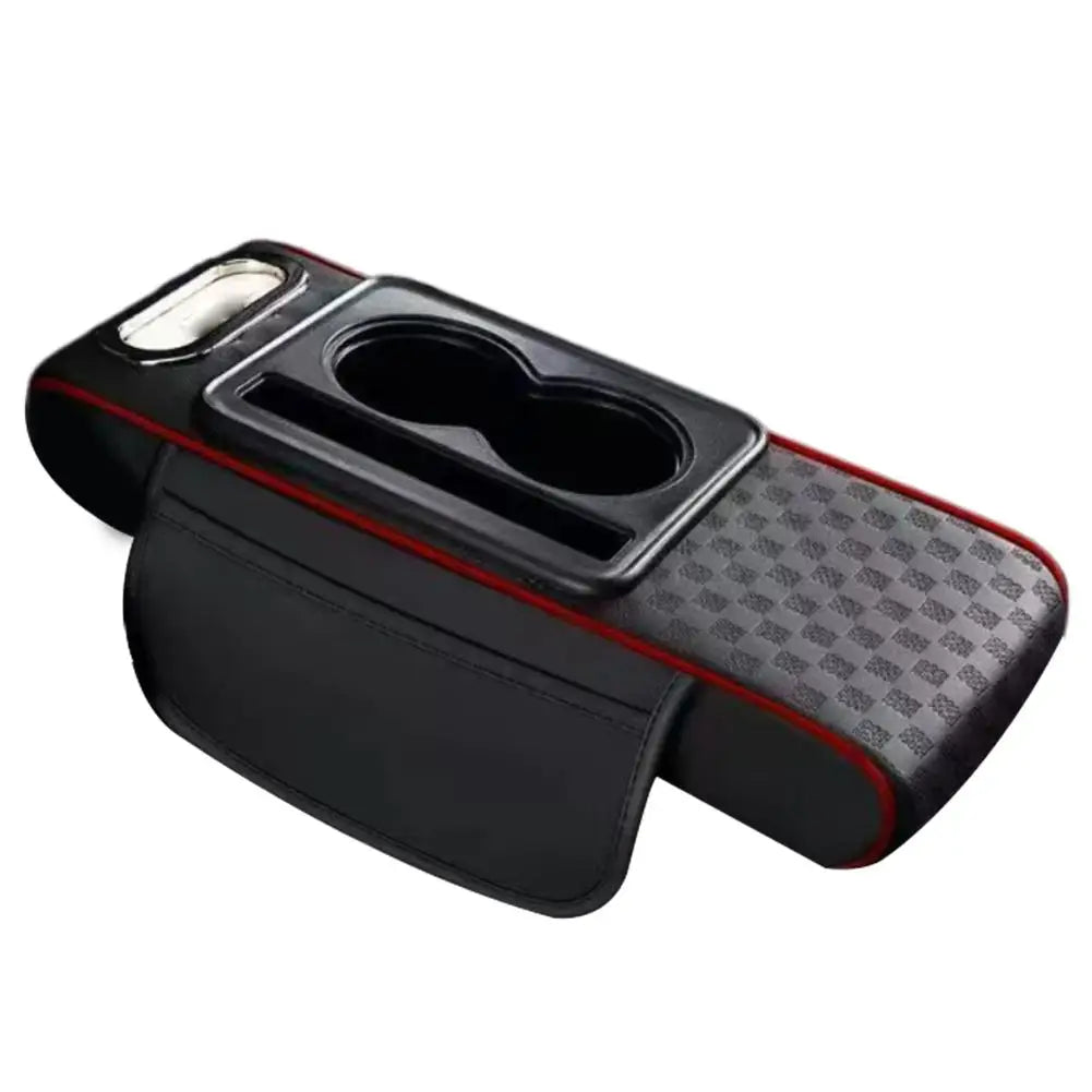 4 in 1 Car Center Console Armrest Cushion Height Increasing PU Leather Tissue Box Cup Holder Storage Pad Universal Fit