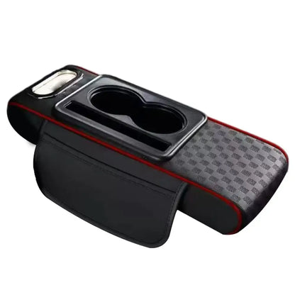 4 in 1 Car Center Console Armrest Cushion Height Increasing PU Leather Tissue Box Cup Holder Storage Pad Universal Fit