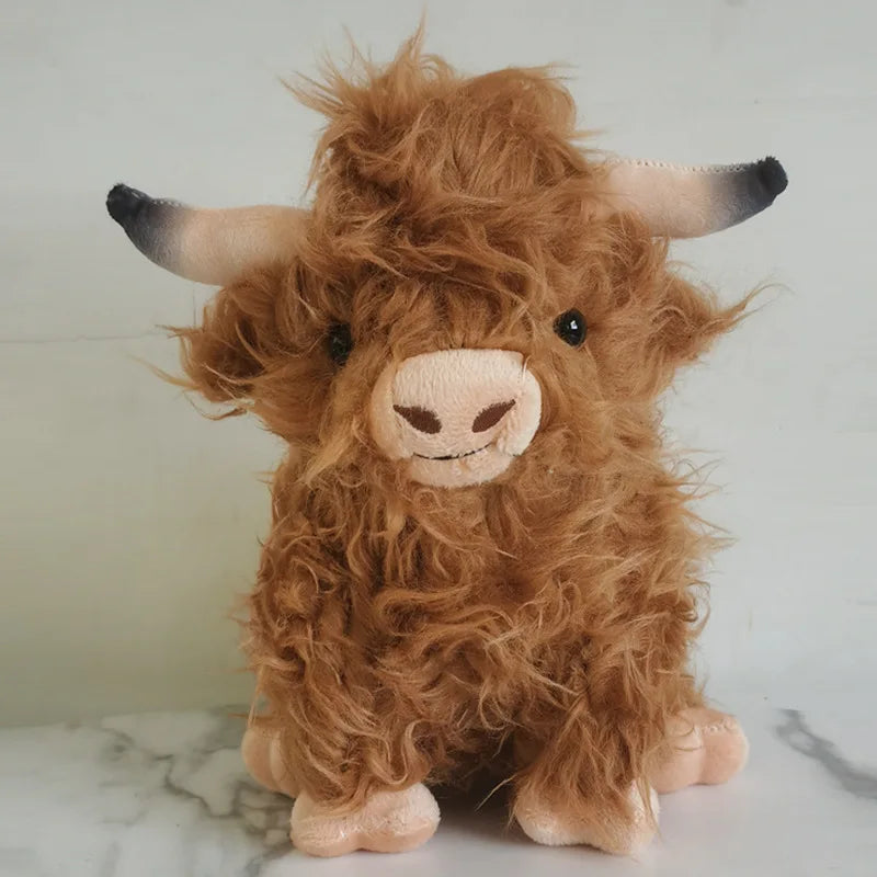 CYISONAL Highland Cow Stuffed Animals Plush Toy Fluffy Bull Animal Doll Soft Gift for Kids Boys Girls, 10 Inches  Tall
