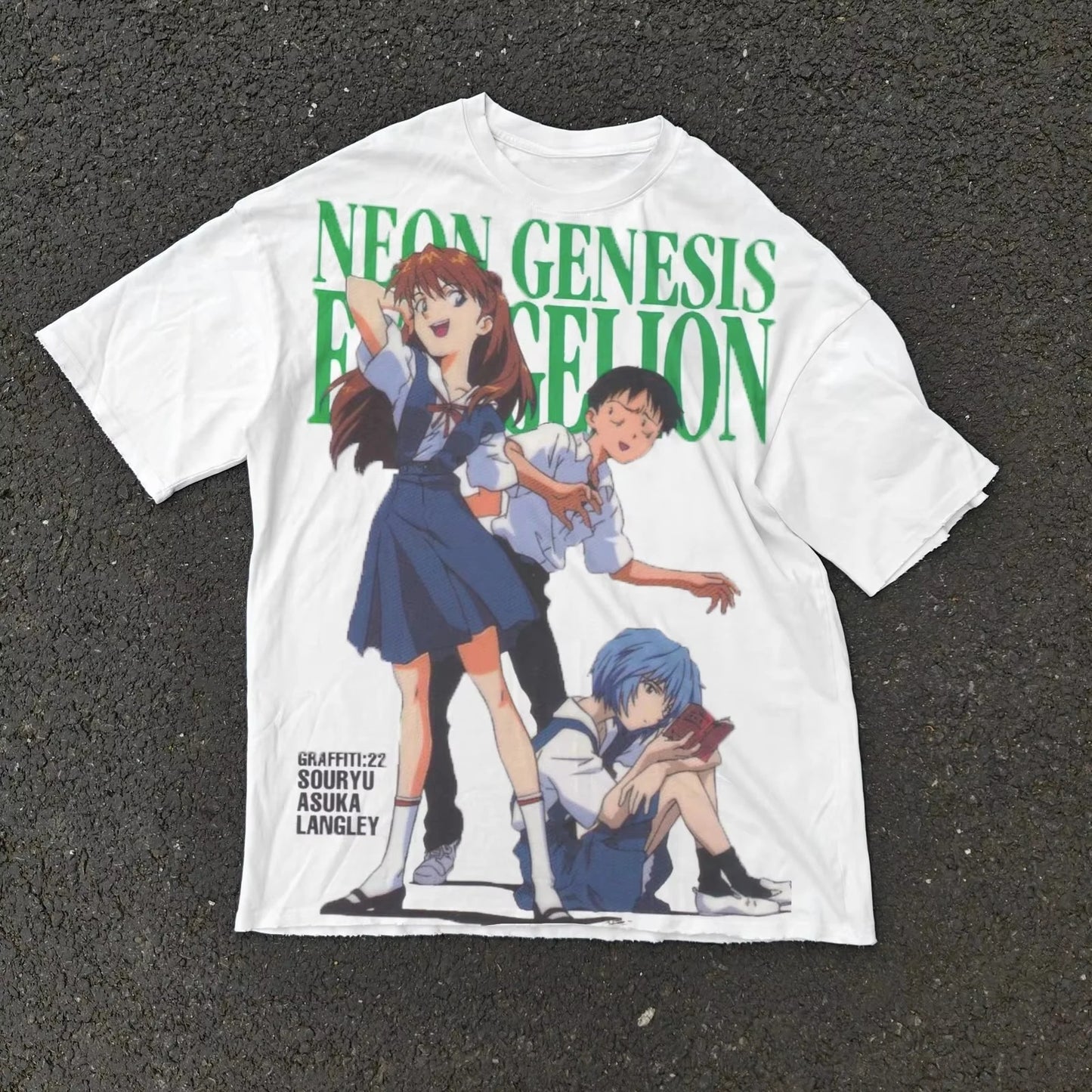 2026 New Evangelion Asuka Shinji Rei Printed Short Sleeve T-shirt Men's and Women's T-shirt Men's Top Sports T-shirt Y2k Tee