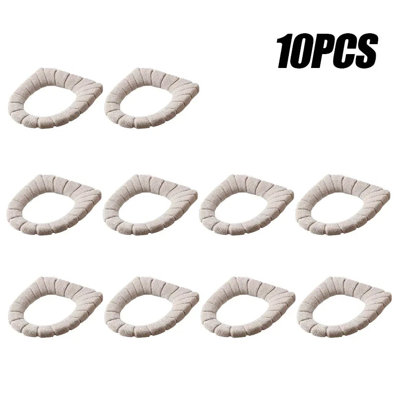 Soft and Warm Toilet Seat Cover Washable Bathroom Toilet Pad Cushion With Handle Thicker Soft Mat Knitting Warmer Closestool Mat