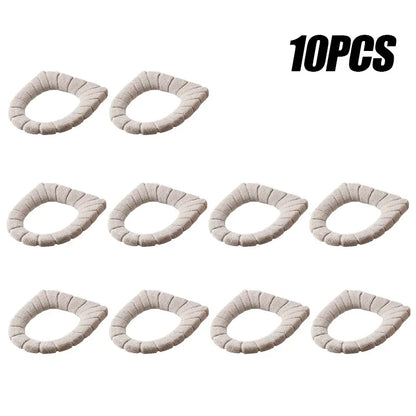 Soft and Warm Toilet Seat Cover Washable Bathroom Toilet Pad Cushion With Handle Thicker Soft Mat Knitting Warmer Closestool Mat