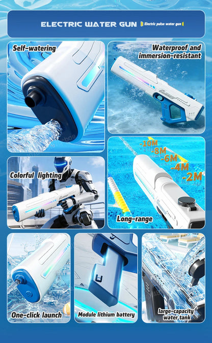 2026 New Pulse Electric Water Gun Fully Automatic Large Capacity Continuous Shooting Children's Beach Water Gun Party Toy