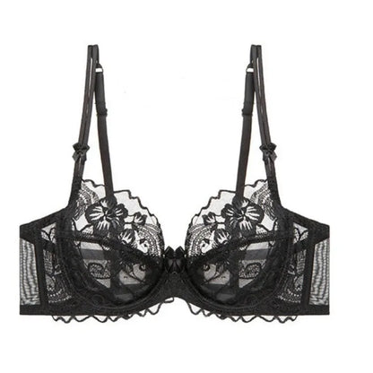 Chic French Ultra-thin Lace Lingerie Set, Large Breasts See-through Underwire Bra,small Bust Lift Elegant Soft Feminine Set S-xl