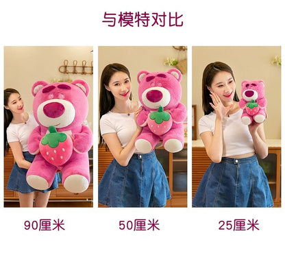 Disney Cute Hug Strawberry Bear Plush Toy Cartoon Anime Strawberry Bear Plush Doll Sleep Pillow Gift for Girlfriend's Birthday