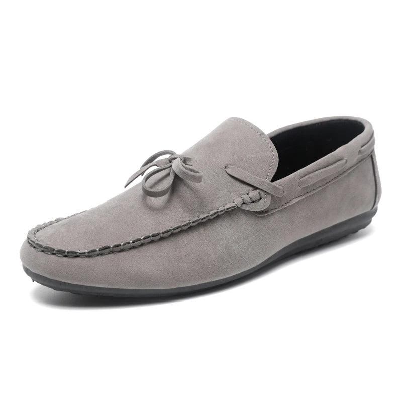 Summer Leather Loafers For Men Moccasins Comfy Faux Suede Casual Shoes Man Slip-on Shoes Breathable Non-slip Men's Driving Shoes