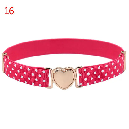 2022 Children Stretch Belts Girls Multicolor Adjustable Elastic Waist Belts with Heart Shape Buckle Waistband Accessories