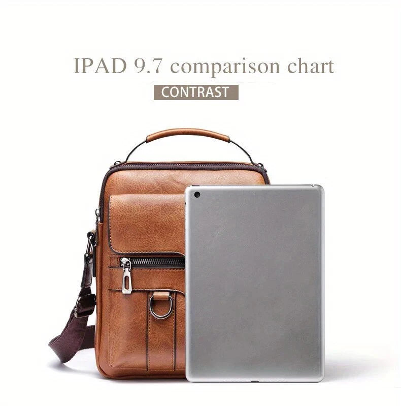 Brand Men Shoulder Bag for 9.7" iPad Men PU Leather Flaps Men's Crossbody Bags Business Flap Male Solid Messenger Bag Travel Bag