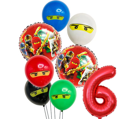 Ninja Birthday Party Decoration Tableware Set Tablecloth Plate Balloon  Cups Napkins Backdrop Banner Cake Toppers Party Supplies