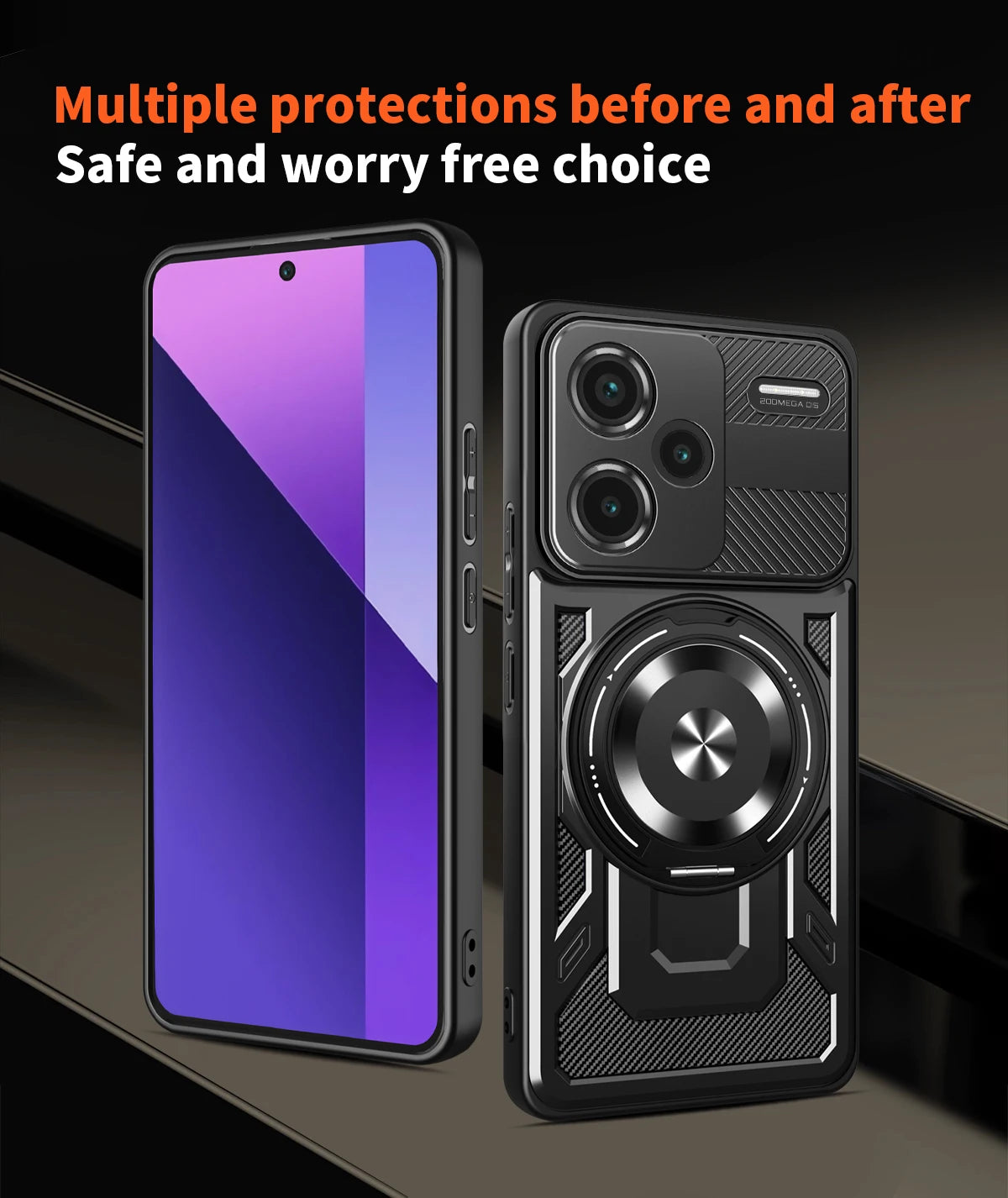For Redmi Note 13 Pro Plus Case Armor Shockproof Phone Cover for Xiaomi Redmy Note13 Pro + Plus 5G Car Magnetic Holder Funda