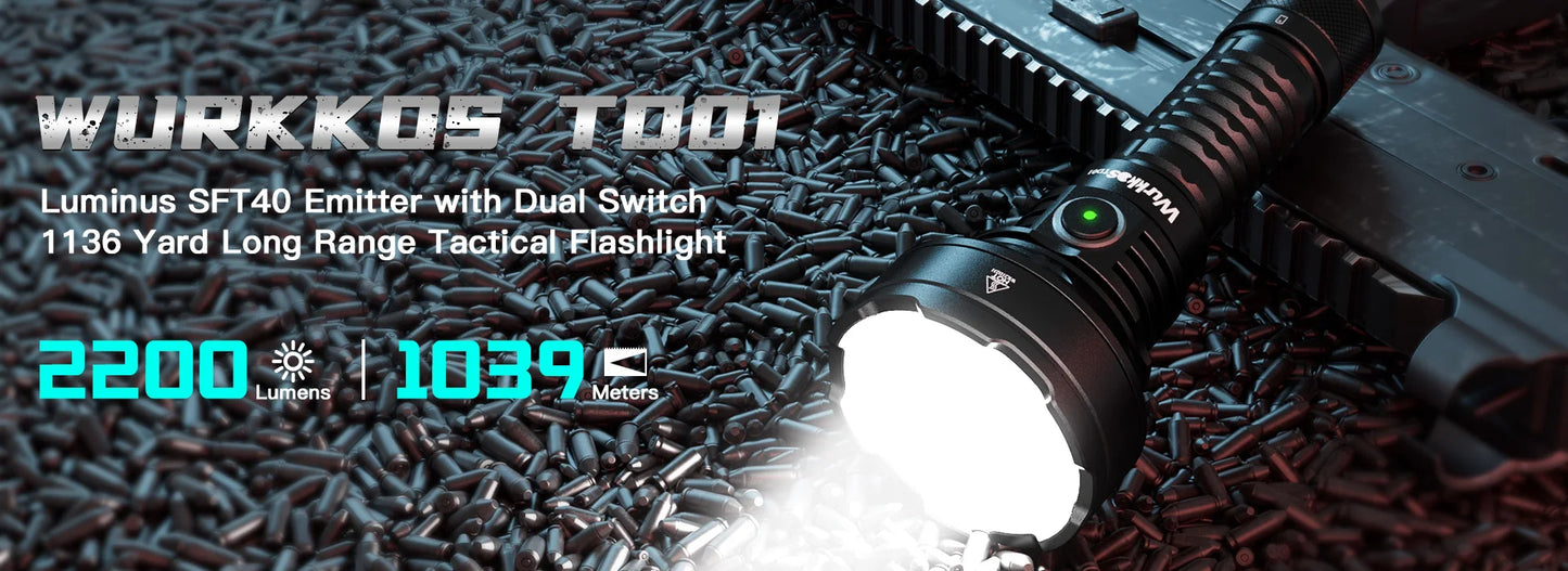 Wurkkos TD04 21700 EDC Self Defense Tactical Flashlight  Powerful 3000LM Rechargeable Torch XHP50D HI LED Lamp IP68 Dual Switch
