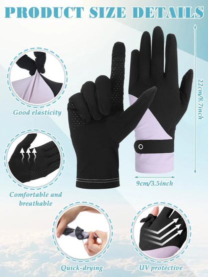 Summer Gloves Breathable Women Thin Ice Silk Cycling Driving Gloves Touch Screen Quick Dry Sunscreen Non-slip Riding Gloves