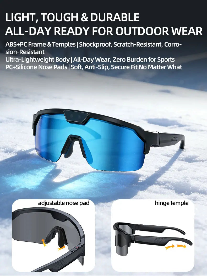 AI Smart Glasses 2026 New, 1200P HD Camera, 30MP Photo, Real Time Translation, Voice Control, Wireless 5.3 for Outdoor Vlog Use