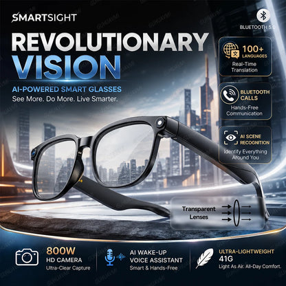 New HD 800W Camera Smart Glasses Men 100+Language Translation 1080P Shoot Video WIFI Transmission 3D Music Call Sunglass Glasses