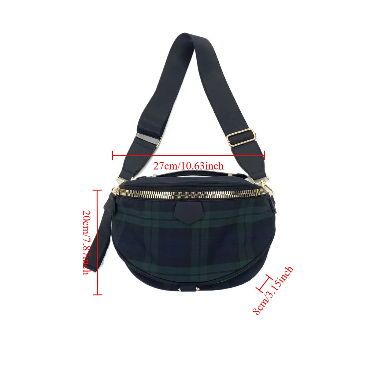 Ladies' fashionable minimalist versatile crossbody bag with broadband grid pattern and lightweight casual handbag