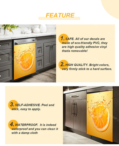 Water Splash Delicious Fruit Printed Dishwasher Sticker Wallpaper Kitchen Waterproof Dishwashing Cabinet Cover Decal Poster