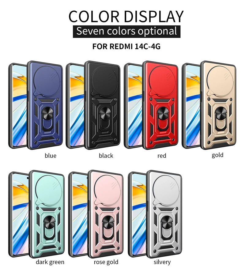 Shockproof Armor Magnetic Holder Ring Case For Redmi 14C 14 C Redmi14C 4G Lens Protect Cover For Xiaomi Poco C75 C 75 PocoC75