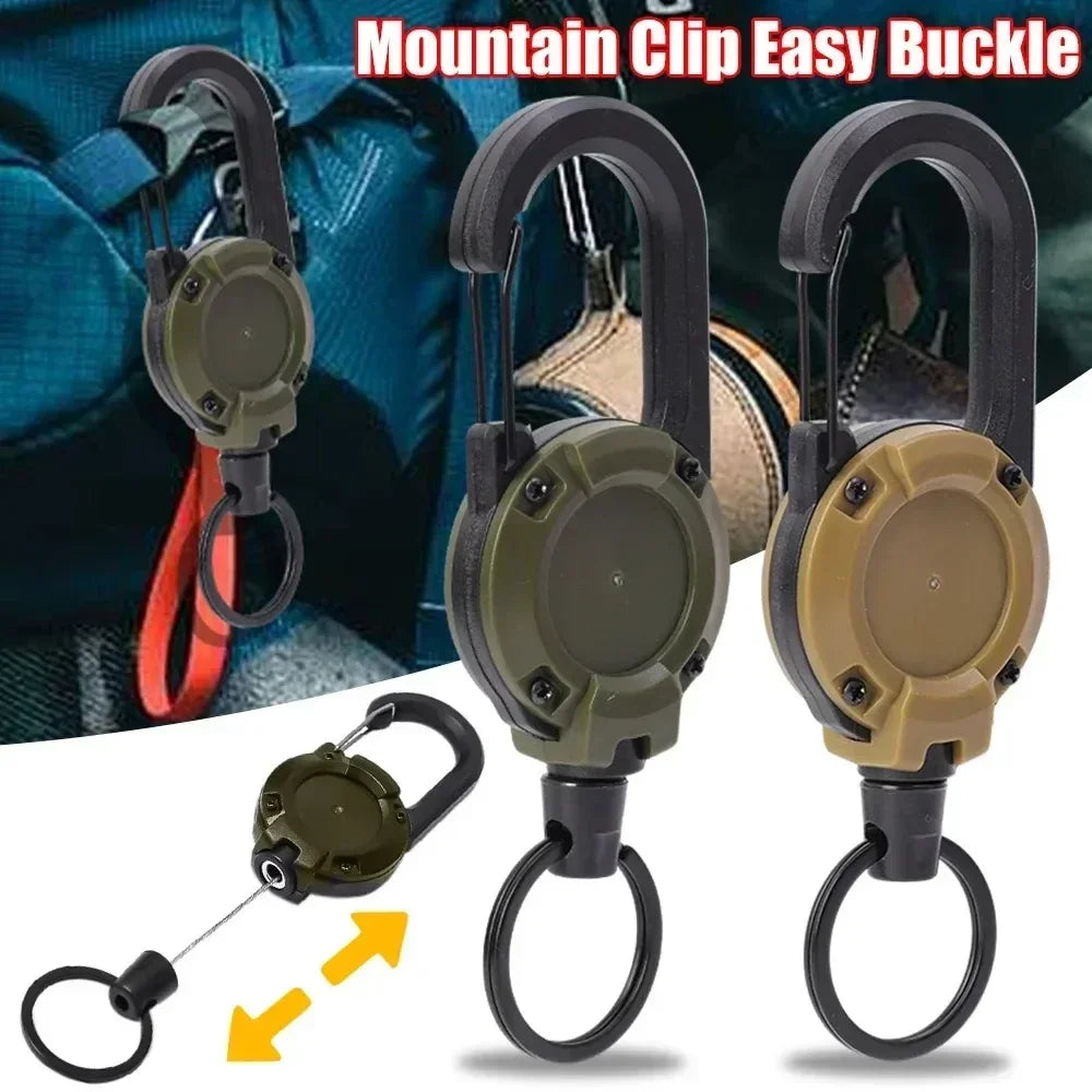 1Pcs Heavy Duty Retractable ID Badge Reels with Carabiner – Anti-Theft Keychain for Work, Hospital & Outdoor