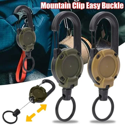 1Pcs Heavy Duty Retractable ID Badge Reels with Carabiner – Anti-Theft Keychain for Work, Hospital & Outdoor