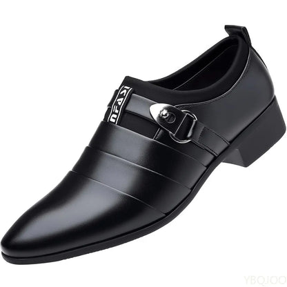 2025 Spring and Autumn Fashion New Large Pointed Office Dress Men's Shoes Party Gathering Height Raising Men's Leather Shoes