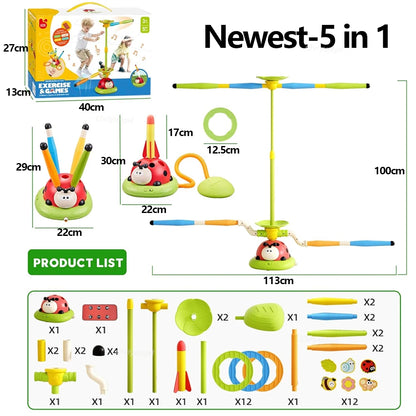 Musical Jump Sports Toys Multifunction Toss Ring Game Toy and Shooting Launcher for Kids Fitness Training Home Outdoor Game