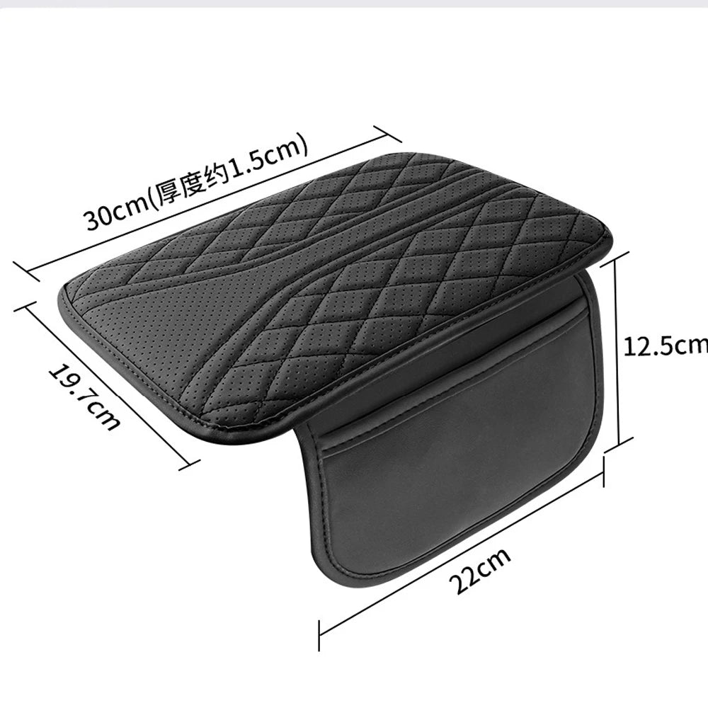 Multi-Functional Leather Car Armrest Storage Bag Auto Center Console Riser Protective Pad Car Organizer Accessory