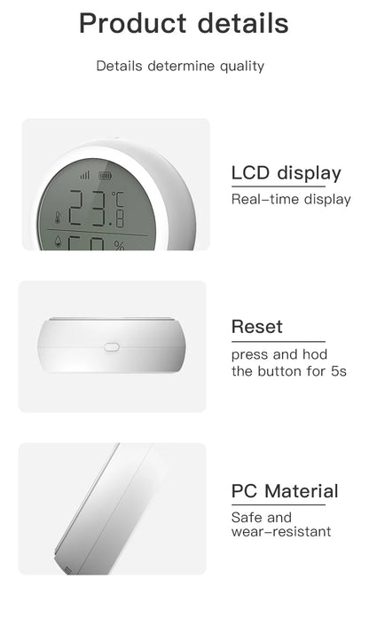 Temperature and Humidity Sensor With LCD for ZigBee Smart life APP Google Alexa Voice Control Support Multi-mode Gateway Option