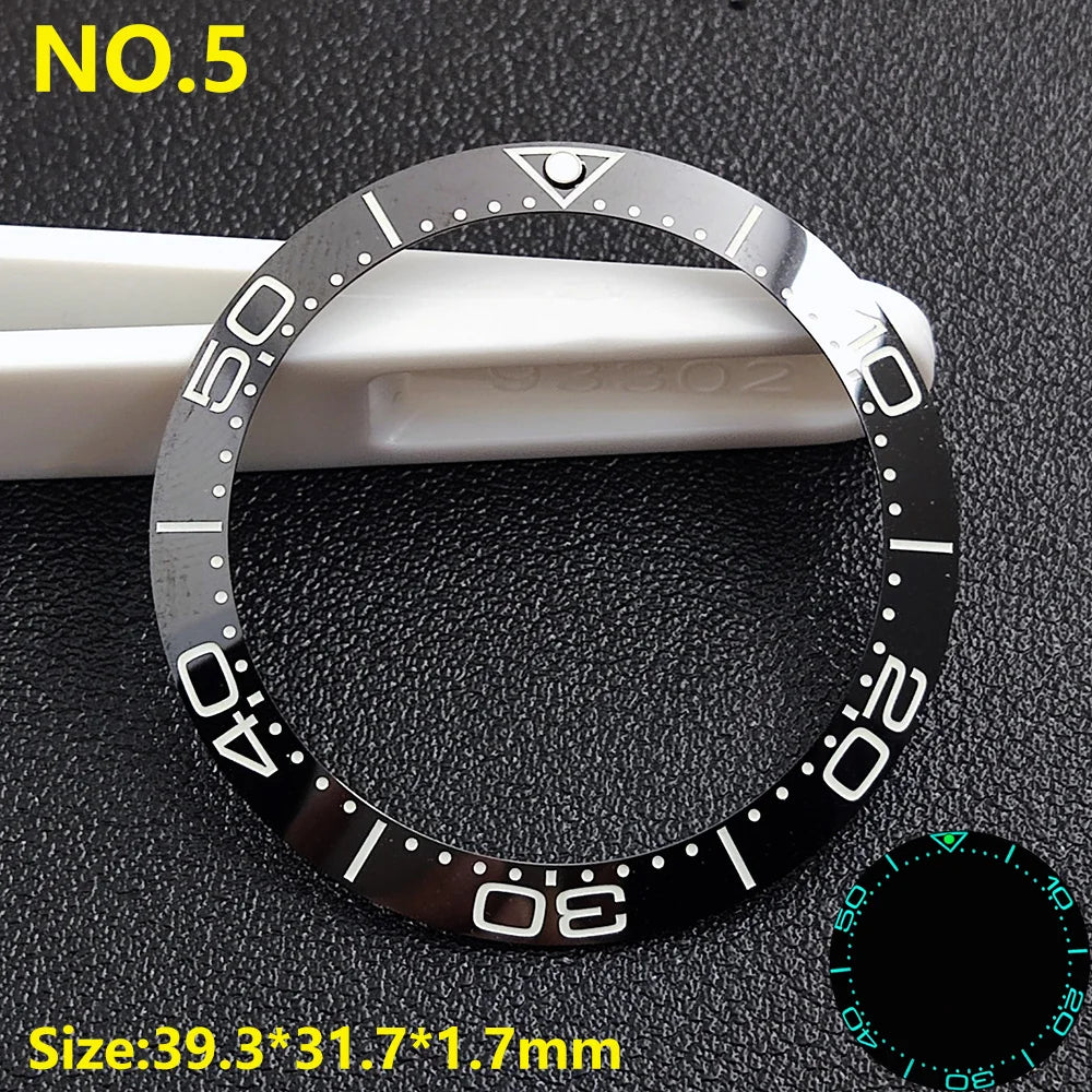 39.3*31.7 or 40.7*32.7mm Sloping Luminous Ceramic Bezel Insert Replacement of watch accessories Ceramic Bezel Insert