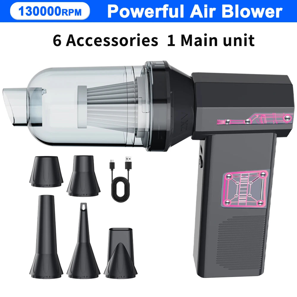 13000rpm Turbo Jet FanPowerful Air Blower, High Speed Jet Fan Handheld Portable Type-C Charging Dust Snow Cleaning Air Turbo Jet