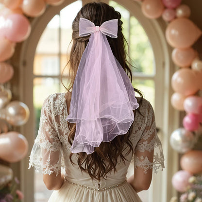 White Tulle Hair Clips For Girls Fairy Mesh Bow Large Hairpin Flower Barrette Summer Party Wedding Women Headdress Accessories