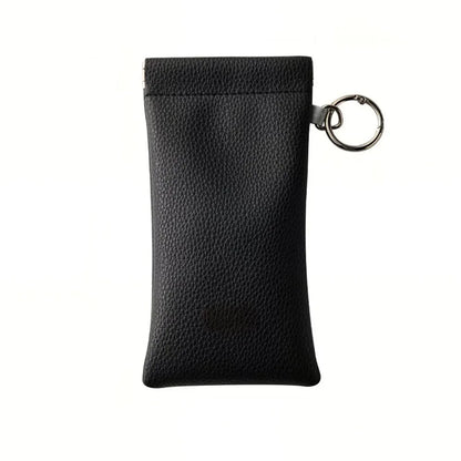 1pc PU Leather Sunglasses Pouch with Keyring Portable Soft Scratch-Resistant Eyeglass Case for Women Men Daily Office & Travel