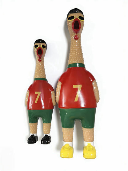 Football star jerseys screaming chicken toys, funny squeezers, decompression toys for World Cup parties.