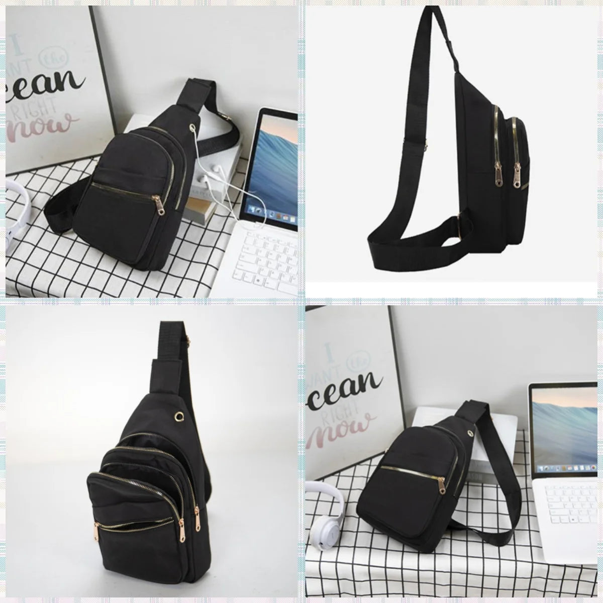 Women's Crossbody Bag New Korean Simple Women's Chest Bag Large Capacity Women's Outdoor Casual Embroidery Quilt Single Shoulder