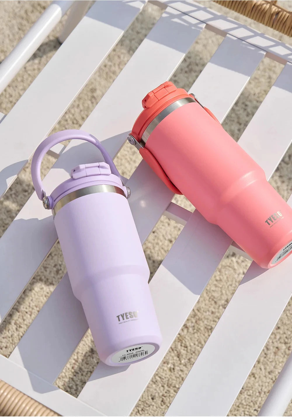 Tyeso 600ML Vacuum Flasks Handle Coffee Mug 304 Stainless Steel Ice Cup Car Bottle Hot Cold Retention Drinkware for Outdoor