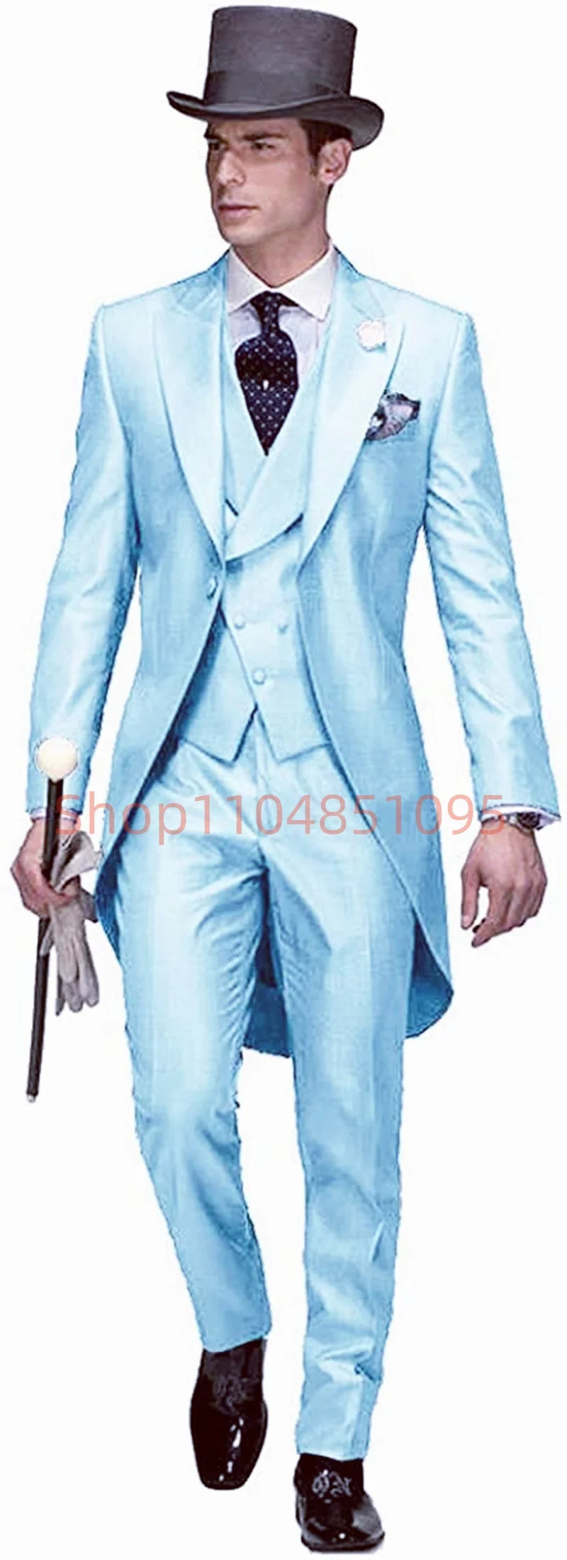 3 Piece Solid Men Suit Wedding Groom Tuxedo Long Blazer Best Man Formal Prom Male Suit Fashion Costume Homme (Jacket+Vest+Pants)