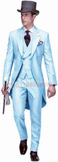 3 Piece Solid Men Suit Wedding Groom Tuxedo Long Blazer Best Man Formal Prom Male Suit Fashion Costume Homme (Jacket+Vest+Pants)