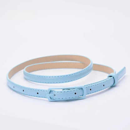 Children Candy Color Belts 1.2cm Super-thin PU Belts Simple Solid Color Lightweight Belts Summer Apparel Accessories