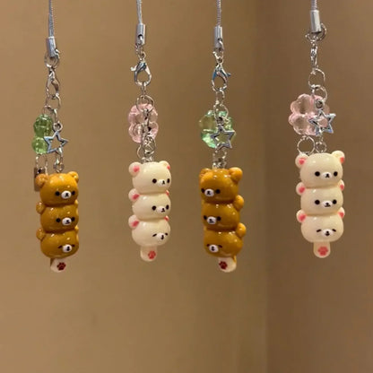 Śliczny Miś Zawieszka do Telefonu Kawaii Anime Brelok Akcesoria do Kluczy Plecak iPhone 17Promax Airpods Ins Korea Nowy Y2K