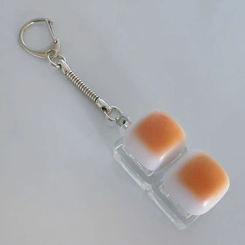 Caramel Bread Stress Relief Keychain Keyboard Button Keycap Backpack Pendant for Student Office Adult 1PC