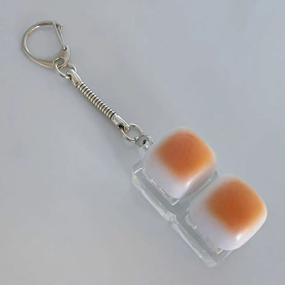 Caramel Bread Stress Relief Keychain Keyboard Button Keycap Backpack Pendant for Student Office Adult 1PC