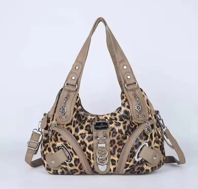 Versatile Women Handbags Leopard Shoulder Bag Top-handle Bag Fashion Satchel Dumpling Pack Shoulder Bag Large Tote Bag Purse