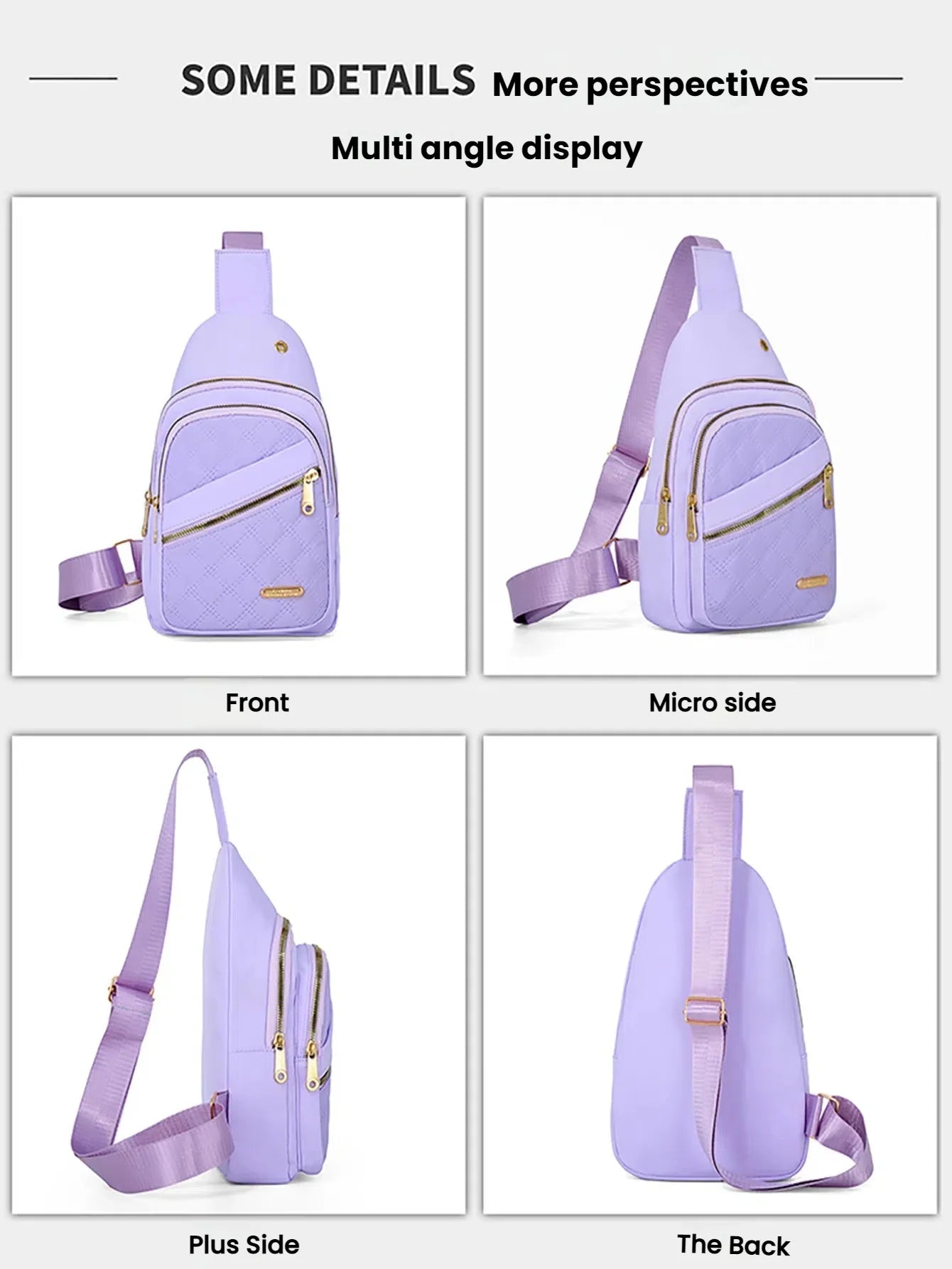 Leisure Quilted Crossbody Bag for Women Chest Bag with Earphone Hole Outdoor Hiking Sling Bag Suitable for Daily Use, Travel