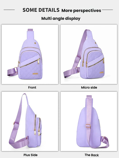 Leisure Quilted Crossbody Bag for Women Chest Bag with Earphone Hole Outdoor Hiking Sling Bag Suitable for Daily Use, Travel