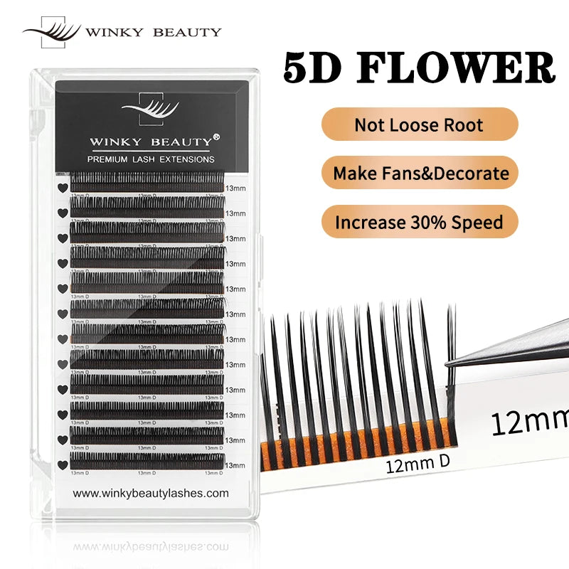 Winky Beauty 5D Flower Fairy Flora Lashes Cluster Classic Individual Eyelash Extension Lashes W Style Natural Soft Private Logo