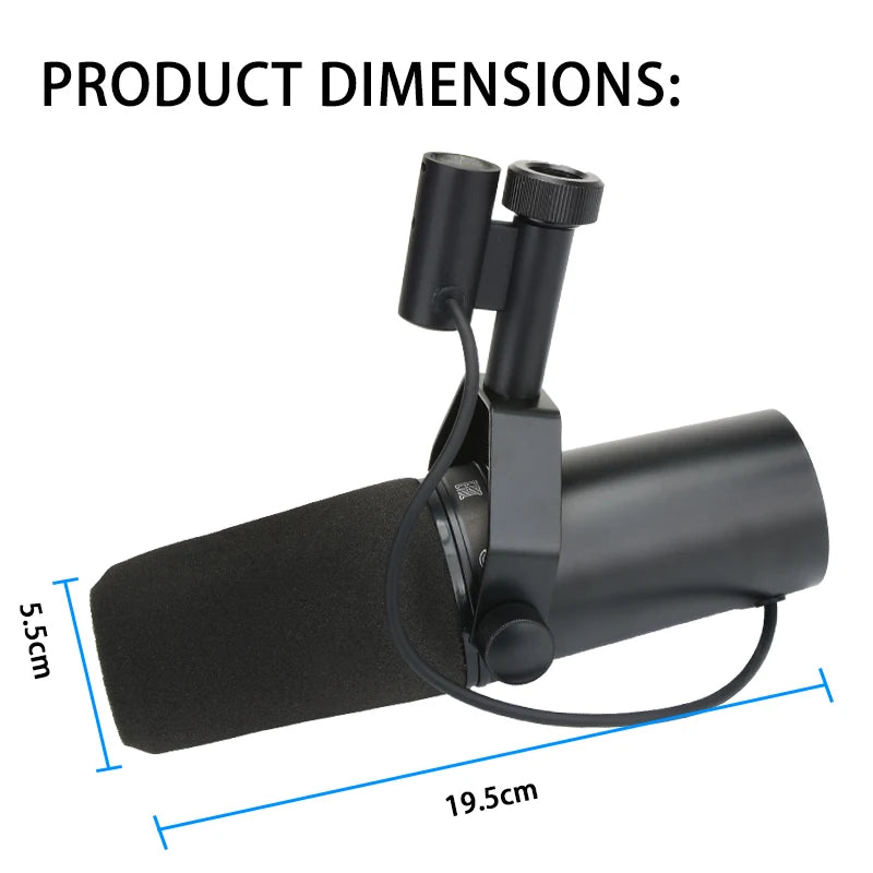 Professional SM7B Dynamic Podcasting Microphone - Studio Broadcast Quality Cardioid Condenser Mic with Shock Mount, SM7dB